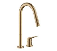 Hansgrohe hansgrohe Mitigeur monocommande 2 trous pour évier 220 Axor Citterio M avec douchette extractible, bronze brossé Quantité:1