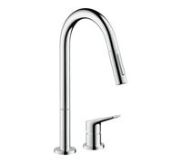 Hansgrohe hansgrohe Mitigeur monocommande évier 2 trous 220 Axor Citterio M avec douchette extractible, chrome Quantité:1
