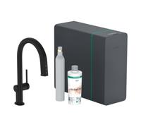 Hansgrohe hansgrohe Mitigeur monocommande évier Aqittura M91 SodaSys 210, bec, set de démarrage, noir mat Quantité:1
