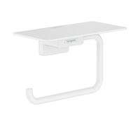 Hansgrohe Porte-papier toilette AddStoris 41772700 – montage mural métal blanc mat avec tablette