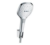 Hansgrohe hansgrohe Support Raindance Sel. E 120 tête 120mm, 3 jets, flexible 1600mm, blc/chr Quantité:1