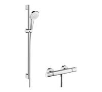Hansgrohe hansgrohe Système de douche Croma Select E 959 mm Barre de douche, avec thermostat, blanc/chrome Quantité:1