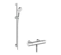 Hansgrohe hansgrohe Système de douche Crometta 900 mm Barre de douche, avec thermostat, blanc/chrome Quantité:1