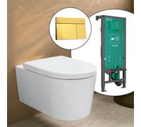 hansgrohe LivaFine WC suspendu avec AquaFall Flush, pack complet avec bâti-support iFrame et plaque de déclenchement Element E, 61187450+66003990#SET,