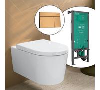 hansgrohe LivaFine WC suspendu avec AquaHelix Flush, pack complet avec bâti-support iFrame et plaque de déclenchement Element E, 61188450+66003140#SET,