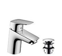 Hansgrohe Mitigeur de lavabo Logis 70 sur pied 71077000 chrome, vidage Push-Open, hauteur 166 mm