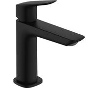 hansgrohe Logis Fine - Mitigeur de lavabo sans tirette ni vidage, Robinet de salle de bain avec hauteur sous bec 110 mm, économie d'eau (EcoSmart), Noir mat