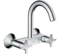 Hansgrohe hansgrohe Mitigeur évier à deux poignées Logis M32 mural, bec haut, 1 jet, chrome Quantité:1