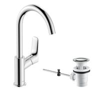 hansgrohe Logis Mitigeur de lavabo 210 bec haut avec tirette et vidage synthétique, chromé, 71130000
