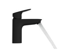 hansgrohe Logis Mitigeur de lavabo, CoolStart, ComfortZone100, garniture de vidage à tirette, saillie 108mm, 71102670, Couleur: noir mat