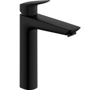 hansgrohe Logis - Mitigeur de lavabo sans tirette ni vidage, Robinet de salle de bain avec hauteur sous bec 190 mm, économie d'eau (EcoSmart), Noir mat, 71091670