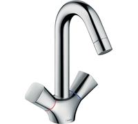 hansgrohe Logis, robinetterie de lavabo à 2 poignées, bec pivotant, ComfortZone150, vidage à tirette, saillie 145mm, chromé, 71222000