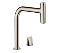 Hansgrohe M71 - Robinet de cuisine M7119-H200 2 trous avec douchette extractible, sBox, finition inox 73804800