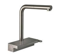 Hansgrohe M81 - Mitigeur d'évier Aquno Select avec bec extractible et jet plat, sBox, simili inox 73830800