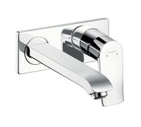 hansgrohe Metris Mitigeur de lavabo encastré mural, Bec long 225mm, bonde à écoulement libre, chromé, 31086000