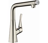 hansgrohe Metris Select 320 robinet de cuisine 14883800 aspect inox, bec pivotant