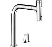 hansgrohe Metris Select M71 Mitigeur de cuisine 2 trous 200, douchette extractible, 2jets, sBox, 73818000, Couleur: chrome