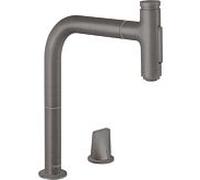 Hansgrohe Mitigeur de cuisine sur pied Metris Select M71, douchette extractible 2 jets noir brossé