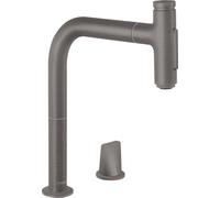 Hansgrohe Mitigeur de cuisine sur pied Metris Select M71, douchette extractible 2 jets noir brossé