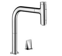 Hansgrohe Mitigeur de cuisine Metris Select M71 - pivotant, douchette extractible, 2 jets, chrome