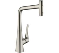 hansgrohe Metris Select M71 Mitigeur monocommande de cuisine 320, douchette coulissante, 2 jets, sBox, 73816800, Couleur: Finition en acier inoxydable