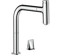 hansgrohe Metris Select Robinet de cuisine M7119-H200 73804000, chromé , 2 trous, bec rétractable, avec poignée