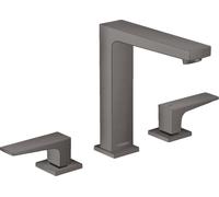 hansgrohe Metropol Mélangeur lavabo 3 trous 160, poignées à levier, vidage par pression, saillie 152mm, 32515340, Couleur: Chrome noir brossé