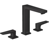 hansgrohe Metropol Mélangeur lavabo 3 trous 160, poignées à levier, vidage par pression, saillie 152mm, 32515670, Couleur: noir mat