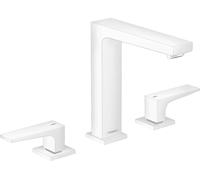 Metropol 160 Mélangeur de lavabo 3 trous poignées manettes, bonde Push-Open, Blanc mat (32515700)