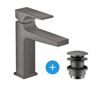 Hansgrohe - Metropol Mitigeur de lavabo 110 poignée manette, bonde Push-Open, Noir Chromé brossé (32507340)