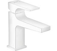 hansgrohe Metropol mitigeur monocommande pour lavabo 100, poignée, vidage par pression, pour lavabo à main, saillie 127mm, 32500700, Couleur: blanc mat