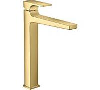 hansgrohe Metropol mitigeur monocommande pour lavabo 260 avec poignée, vidage par poussée, pour cuvettes de lavabo, saillie 204mm, 32512990, Couleur: Optique en or poli