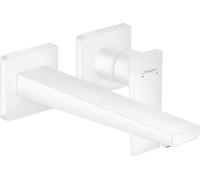 hansgrohe Metropol mitigeur monocommande de lavabo encastré, poignée, saillie de 225 mm, montage mural, 32526700, Couleur: blanc mat