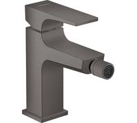 hansgrohe Metropol mitigeur monocommande pour bidet, poignée à levier, set de vidange à pousser, jet laminaire, 32520340, Couleur: Chrome noir brossé