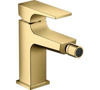 hansgrohe Metropol mitigeur monocommande pour bidet, poignée à levier, set de vidange à pousser, jet laminaire, 32520990, Couleur: Optique en or poli