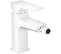 hansgrohe Metropol mitigeur monocommande pour bidet, poignée à levier, set de vidange à pousser, jet laminaire, 32520700, Couleur: blanc mat