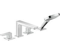 hansgrohe Metropol Set de finition Mélangeur 4 trous pour montage sur bord de baignoire avec Secuflex, poignée manette, chromé, 32552000