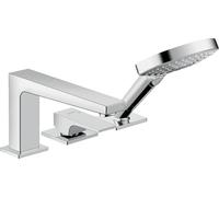 hansgrohe Metropol Set de finition mitigeur 3 trous pour montage sur bord de baignoire avec Secuflex, poignée manette, chromé, 32550000