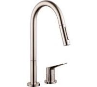 Hansgrohe Mitigeur d'évier Axor Citterio M 34822800 – 2 trous, douchette extractible, aspect inox