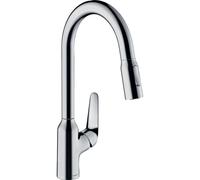 HANSGROHE Mitigeur de cuisine 220 avec douchette extractible 2 jets chromé Focus M42