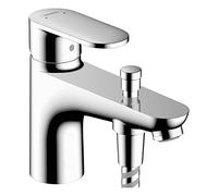 Hansgrohe Mitigeur de salle de bain monotrou avec inverseur et cartouche en céramique chromée, débit variable, courbe moderne