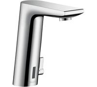 hansgrohe Mitigeur électronique de lavabo Metris avec régulation de température, raccordement au réseau 230 V, saillie 128 mm, 31100000