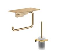 Hansgrohe Porte-Brosse WC Addstoris + Porte-Papier WC avec Tablette Bronze brossé