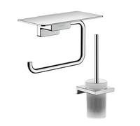 Hansgrohe Porte-Brosse WC Addstoris + Porte-Papier WC avec Tablette chromé
