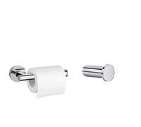 Hansgrohe Porte-Papier Toilette WC Logis Chrome 41726000 & Crochet Porte-Serviette Logis pour Salle de Bain Chrome 41711000