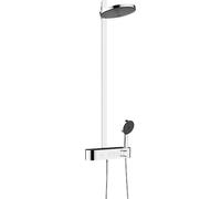 hansgrohe Pulsify S - Colonne de douche économie d'eau (EcoSmart) avec mitigeur thermostatique, douche pluie (⌀ 260mm), douchette, support, flexible de douche, barre et douche de tête 2 jets, Chromé