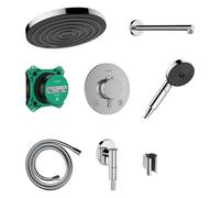 Hansgrohe Pulsify S - Set de douche avec thermostat encastré, avec corps d’encastrement, diamètre 26 cm, EcoSmart, chrome 24624000