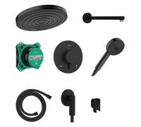 Hansgrohe Pulsify S - Set de douche avec thermostat encastré, avec corps d’encastrement, diamètre 26 cm, EcoSmart, noir mat 24624670