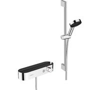 hansgrohe Pulsify S - Set de douche, Ensemble de douche avec mitigeur thermostatique, douchette, barre de douche 65cm, support et flexible de douche 160cm, Pommeau de douche avec 3 jets, Chromé