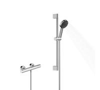 hansgrohe Pulsify Select S set de douche 105, 3jet Relaxation, élément Ecostat, EcoSmart, barre de douche 650mm, 24272000, Couleur: chrome